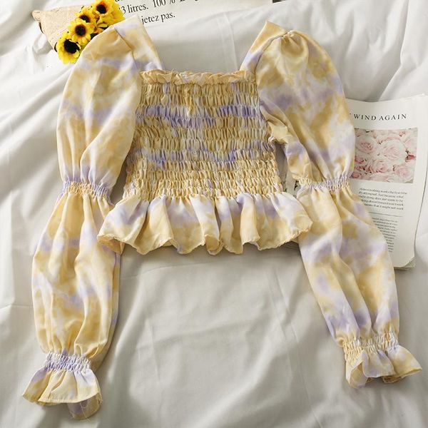 women's blouses & shirts fashion stylish print short women square collar long sleeve elastic female chic ladies blouse 2021, White
women's blouses & shirts fashion stylish print short women square collar long sleeve elastic female chic ladies blouse 2021, White