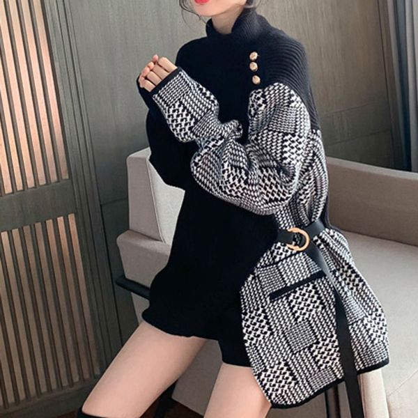 alien kitty 2021 women knitted sweaters turtleneck elegant plaid patchwork pullovers gentle retro female office lady, White;black
alien kitty 2021 women knitted sweaters turtleneck elegant plaid patchwork pullovers gentle retro female office lady, White;black
