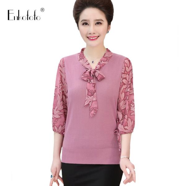women's blouses & shirts women blouse plus size female summer bow collar knit middle-aged mother chiffon print lacing 3/4 sleeve shirt, White
women's blouses & shirts women blouse plus size female summer bow collar knit middle-aged mother chiffon print lacing 3/4 sleeve shirt, White