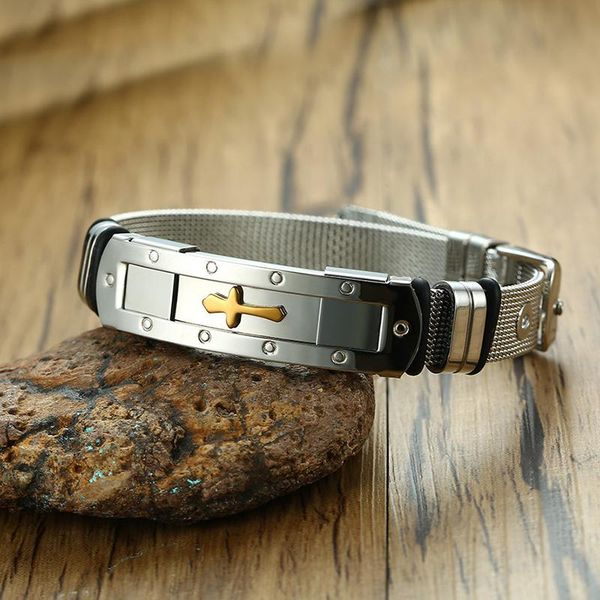 bangle fashion 12mm mens stainless steel mesh belt watch band cross charm christian bracelet adjustable buckle clasp jewelry, Black
bangle fashion 12mm mens stainless steel mesh belt watch band cross charm christian bracelet adjustable buckle clasp jewelry, Black