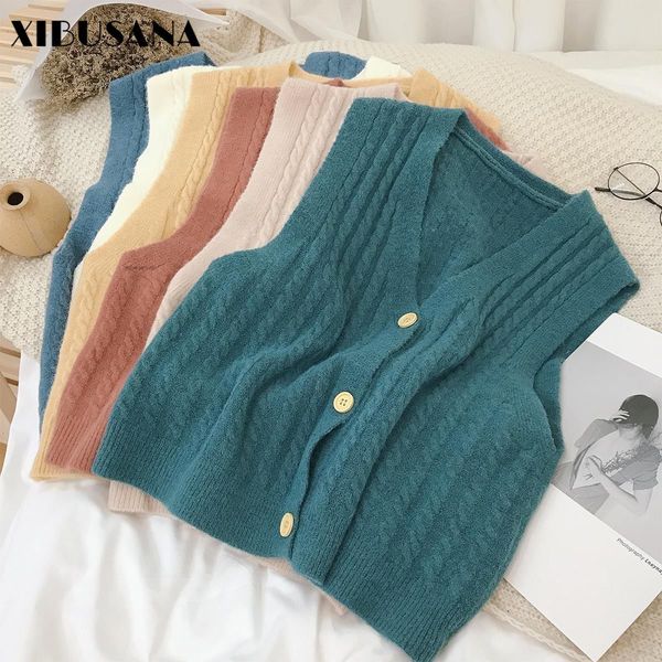 women tank knitted vest sweater cardigants autumn winter female loose v-neck knitting sleeveless casual plaid 210423, Black;white
women tank knitted vest sweater cardigants autumn winter female loose v-neck knitting sleeveless casual plaid 210423, Black;white