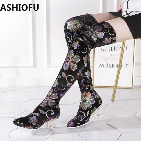 boots ashiofu handmade ladies thigh high flower stretch leather over knee winter club party fashion long shoes, Black
boots ashiofu handmade ladies thigh high flower stretch leather over knee winter club party fashion long shoes, Black