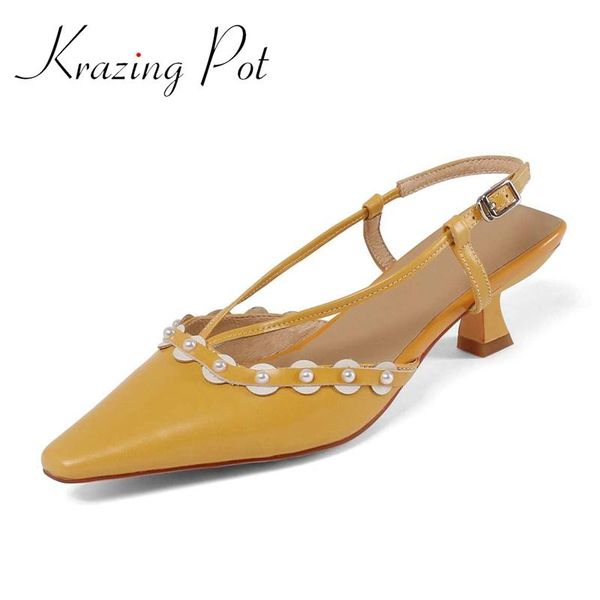 krazing pot genuine leather pointed toe low heels shallow pearl young lady gorgeous vintage buckle straps women sandals l09 dress shoes, Black
krazing pot genuine leather pointed toe low heels shallow pearl young lady gorgeous vintage buckle straps women sandals l09 dress shoes, Black