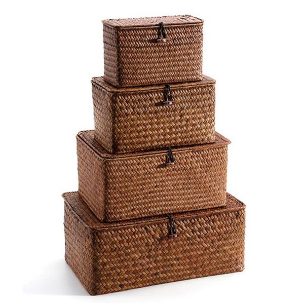 storage baskets woven straw bins with lid - set of 4 rectangular seagrass basket/storage basket for shelf organizer
storage baskets woven straw bins with lid - set of 4 rectangular seagrass basket/storage basket for shelf organizer