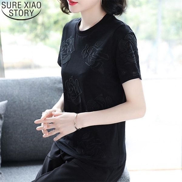 cotton rose embroidery vintage short sleeve summer black blouse women basic plus size ladies casual 13553 210506, White
cotton rose embroidery vintage short sleeve summer black blouse women basic plus size ladies casual 13553 210506, White