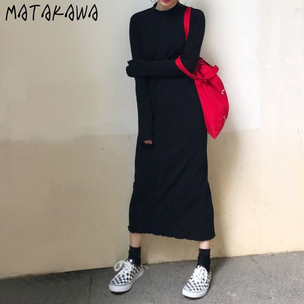 matakawa stand-up collar femme robe long bottom woman knitted dress korea chic minimalist retro open-line design dresses 210513, Black;gray
matakawa stand-up collar femme robe long bottom woman knitted dress korea chic minimalist retro open-line design dresses 210513, Black;gray