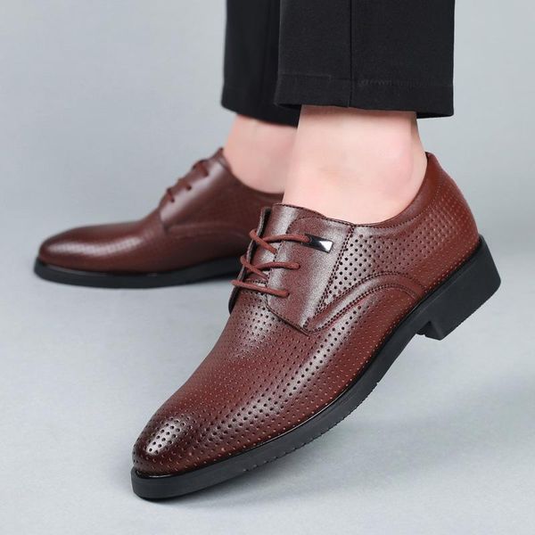 men business shoes formal genuine leather casual dress office size male breathable footwear, Black
men business shoes formal genuine leather casual dress office size male breathable footwear, Black