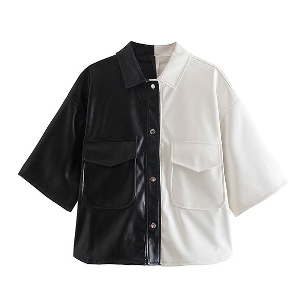 vintage women stylish faux leather short jackets summer fashion ladies patchwork coats casual female chic girls 210430, Black;brown
vintage women stylish faux leather short jackets summer fashion ladies patchwork coats casual female chic girls 210430, Black;brown