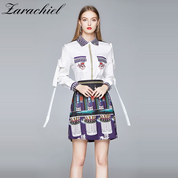 women summer fashion print ribbon long sleeve white shirt + high waist a-line mini skirt vacation beach two pieces set 210416
women summer fashion print ribbon long sleeve white shirt + high waist a-line mini skirt vacation beach two pieces set 210416