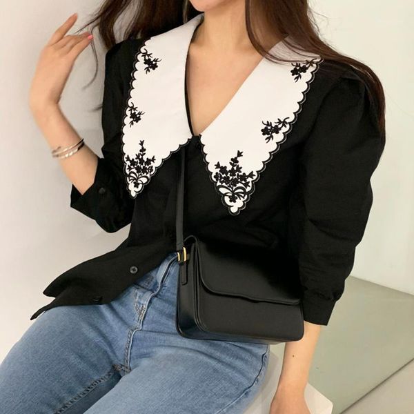 blusas mujer de moda 2021 floral embroidery elegant shirts turn down collar puff sleeve blouse korean clothes women women's blouses &, White
blusas mujer de moda 2021 floral embroidery elegant shirts turn down collar puff sleeve blouse korean clothes women women's blouses &, White