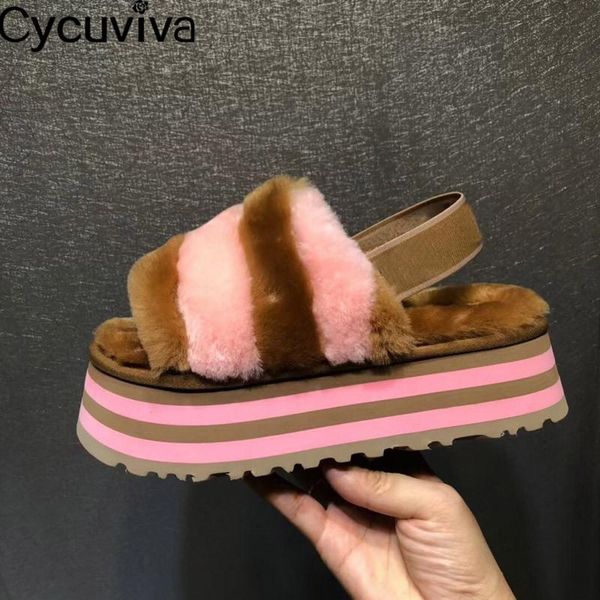 dress shoes designer fur sandals women flat slip on back strap casual female rainbow color platform for zapatos, Black
dress shoes designer fur sandals women flat slip on back strap casual female rainbow color platform for zapatos, Black
