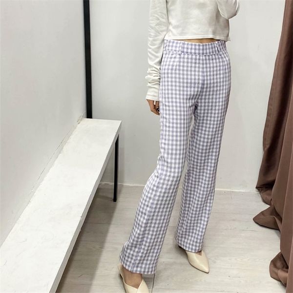women summer plaid sweet straight pants za side zipper casual female street elegant trousers bottons clothing 210513, Blue
women summer plaid sweet straight pants za side zipper casual female street elegant trousers bottons clothing 210513, Blue