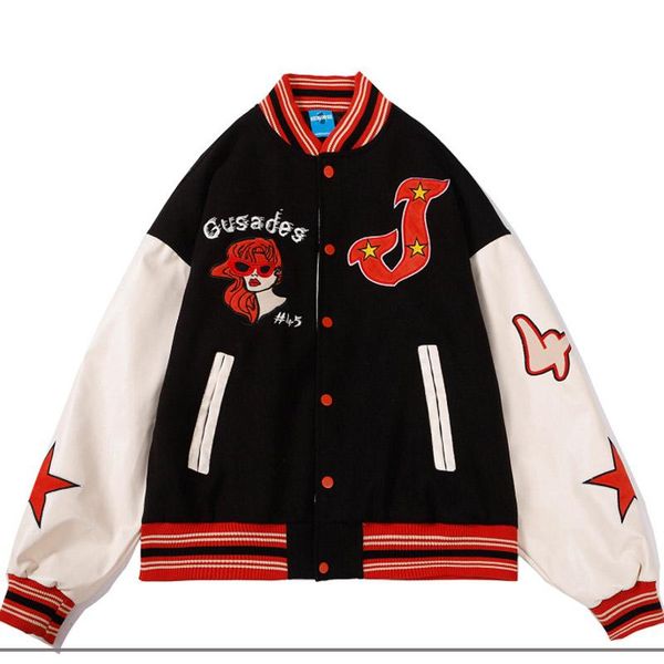 men's jackets men pu leather sleeve varsity couple girl embroidery hip-hop color contrast american vintage loose baseball uniform, Black;brown
men's jackets men pu leather sleeve varsity couple girl embroidery hip-hop color contrast american vintage loose baseball uniform, Black;brown