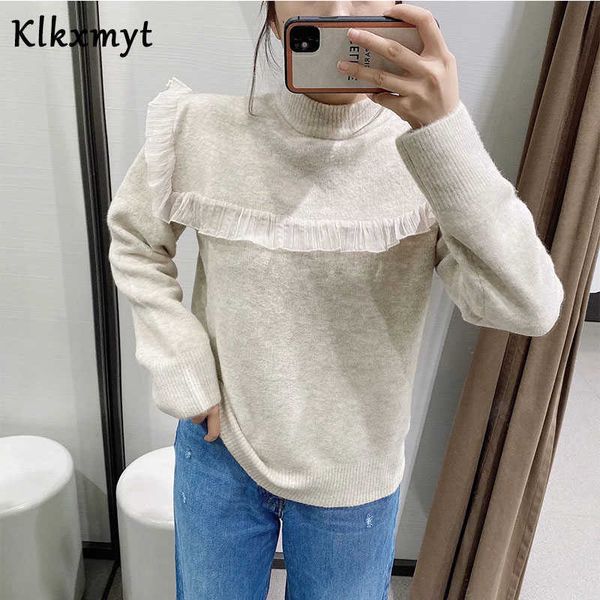 klkxmyt za sweater women autumn fashion organza splicing knitted vintage long sleeve female outerwear chic 210527, White;black
klkxmyt za sweater women autumn fashion organza splicing knitted vintage long sleeve female outerwear chic 210527, White;black