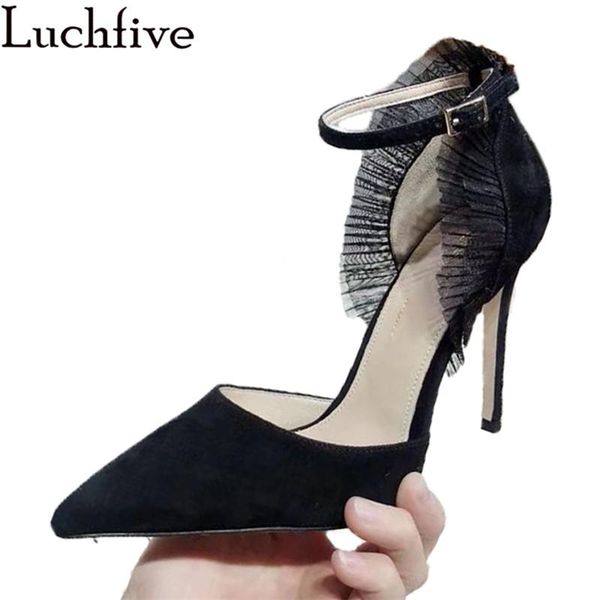 dress shoes suede pointed toe ankle buckle high heels sandals shallow mouth lace ruffle bridal summer wedding party women, Black
dress shoes suede pointed toe ankle buckle high heels sandals shallow mouth lace ruffle bridal summer wedding party women, Black