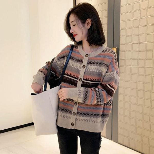 women's knits & tees knitted cardigan jacket women 2021 autumn and winter wear round neck striped jacquard all-match top, White
women's knits & tees knitted cardigan jacket women 2021 autumn and winter wear round neck striped jacquard all-match top, White