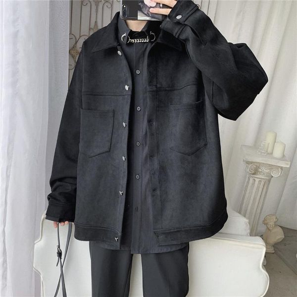 men's jackets solid oversized suede korean style men casual loose coats 2021 autumn fashion outerwear, Black;brown
men's jackets solid oversized suede korean style men casual loose coats 2021 autumn fashion outerwear, Black;brown