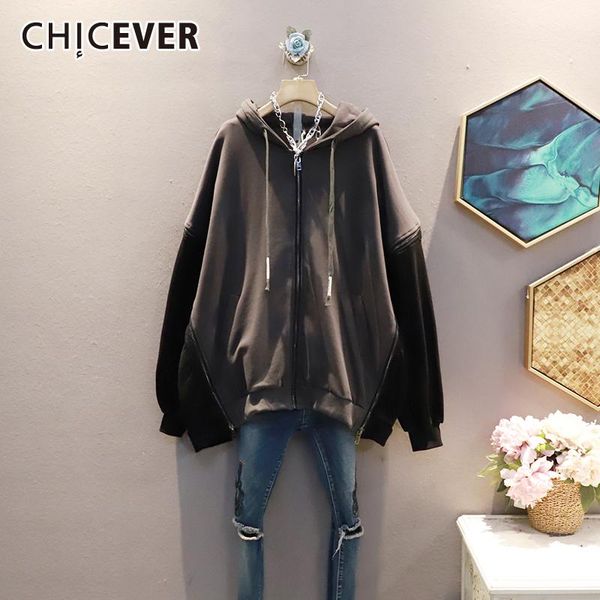 women's jackets chicever casual zipper coat for women hooded collar long sleeve patchwork drawstring designer female korean fashion, Black;brown
women's jackets chicever casual zipper coat for women hooded collar long sleeve patchwork drawstring designer female korean fashion, Black;brown