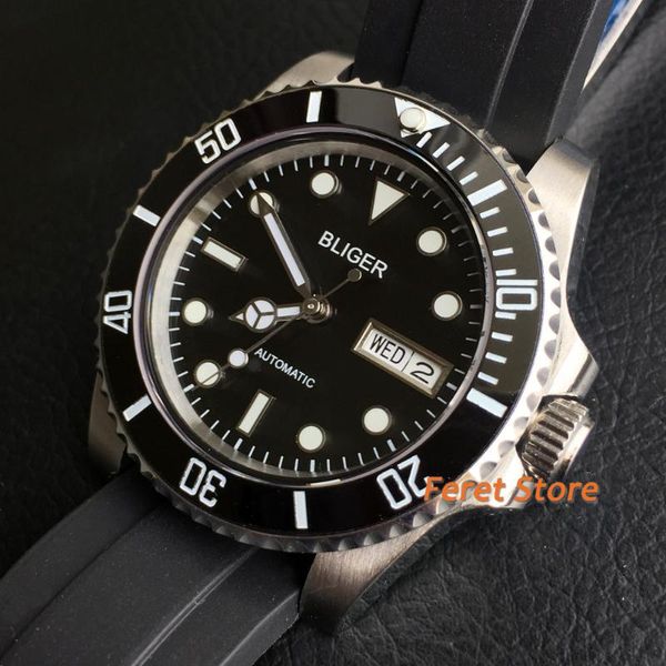 wristwatches brand 40mm men watch luminous black dial stainless case rubber strap ceramics bezel nh36 automatic mechanical, Slivery;brown
wristwatches brand 40mm men watch luminous black dial stainless case rubber strap ceramics bezel nh36 automatic mechanical, Slivery;brown