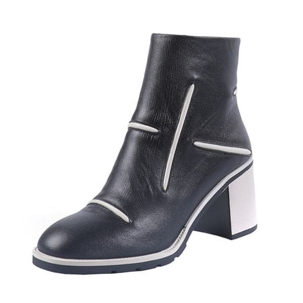 asumer women's arrive superior quality leather shoes genuine toe round foot square high heels boots ladies, Black
asumer women's arrive superior quality leather shoes genuine toe round foot square high heels boots ladies, Black