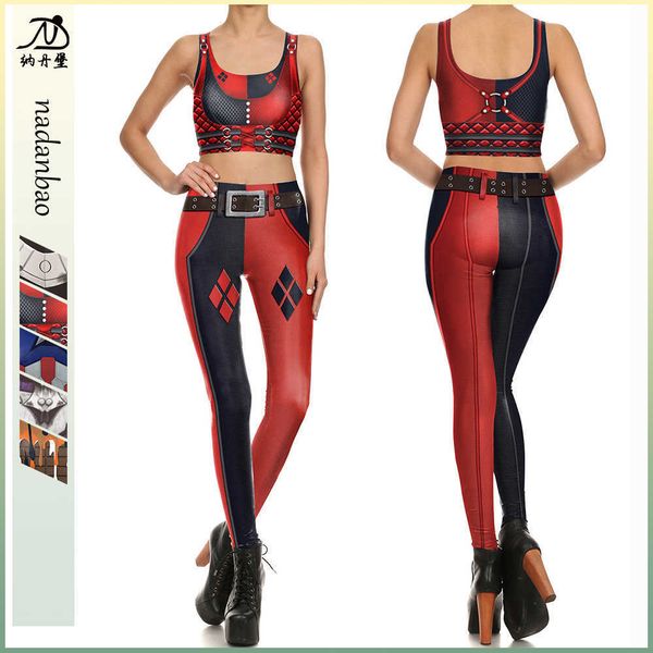 printed leggings sleeveless vest two piece elastic leggings set kdk1643, Black;red
printed leggings sleeveless vest two piece elastic leggings set kdk1643, Black;red