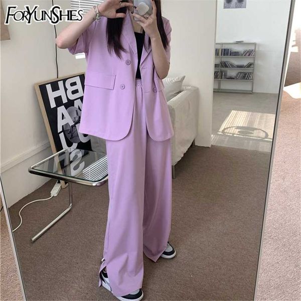 women elegant 2 piece set casual double breasted ol blazer jacket sets wide leg split pants korean style business outwears 210930, White
women elegant 2 piece set casual double breasted ol blazer jacket sets wide leg split pants korean style business outwears 210930, White