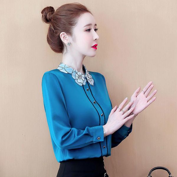 women's blouses & shirts women blouse long sleeve autumn embroidery collar loose satin blusas ropa de mujer, White
women's blouses & shirts women blouse long sleeve autumn embroidery collar loose satin blusas ropa de mujer, White