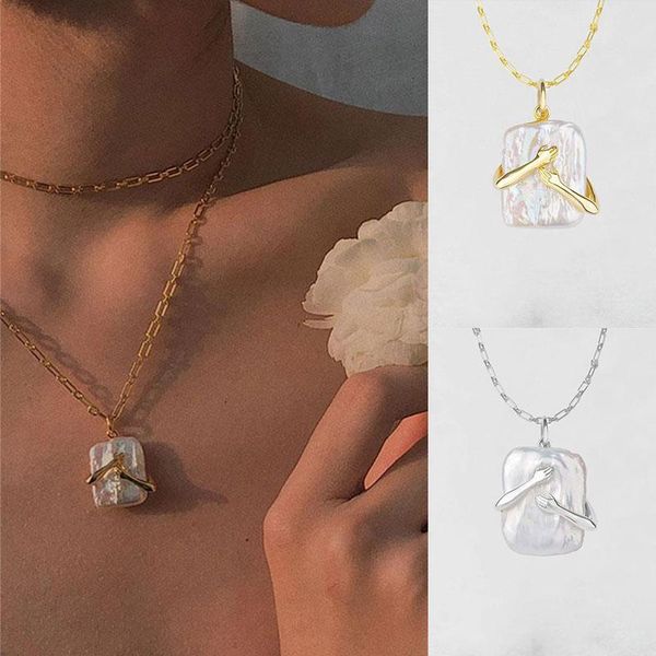 women simple pendant necklace trendy exquisite square hand shape couple gift collar baroque pearl choker for girls necklaces, Silver
women simple pendant necklace trendy exquisite square hand shape couple gift collar baroque pearl choker for girls necklaces, Silver