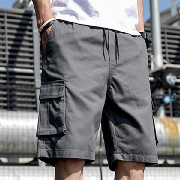 men's shorts cargo men 2021 summer solid color knee length wide leg multi pockets streetwear male short plus size, White;black
men's shorts cargo men 2021 summer solid color knee length wide leg multi pockets streetwear male short plus size, White;black