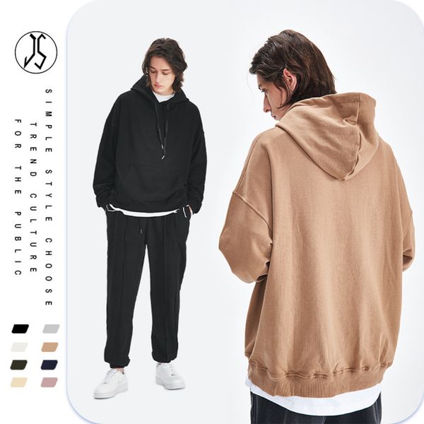 2021 autumn and winter new hooded men's sweater 370g solid color cotton loose couple fashion brand long sved hoodie, Black
2021 autumn and winter new hooded men's sweater 370g solid color cotton loose couple fashion brand long sved hoodie, Black