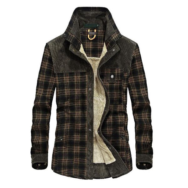 men's jackets winter fleece autumn jacket plaid thick warm army coat 2021 men slim fit clothing mens brand masculina, Black;brown
men's jackets winter fleece autumn jacket plaid thick warm army coat 2021 men slim fit clothing mens brand masculina, Black;brown