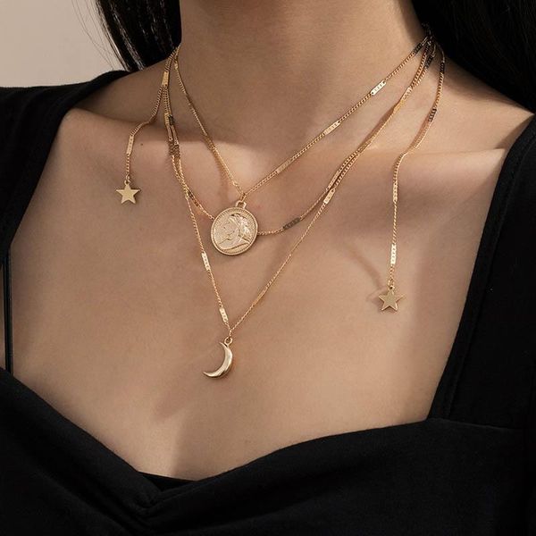 vintage temperament star moon tassel figure coin pendant necklace for women multilayer chains geometric party jewelry necklaces, Silver
vintage temperament star moon tassel figure coin pendant necklace for women multilayer chains geometric party jewelry necklaces, Silver