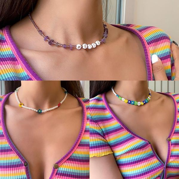 chains moloye 2021 ins colored glass beaded letters crushed stone necklace jewelry bohemian style daisy rice bead, Silver
chains moloye 2021 ins colored glass beaded letters crushed stone necklace jewelry bohemian style daisy rice bead, Silver