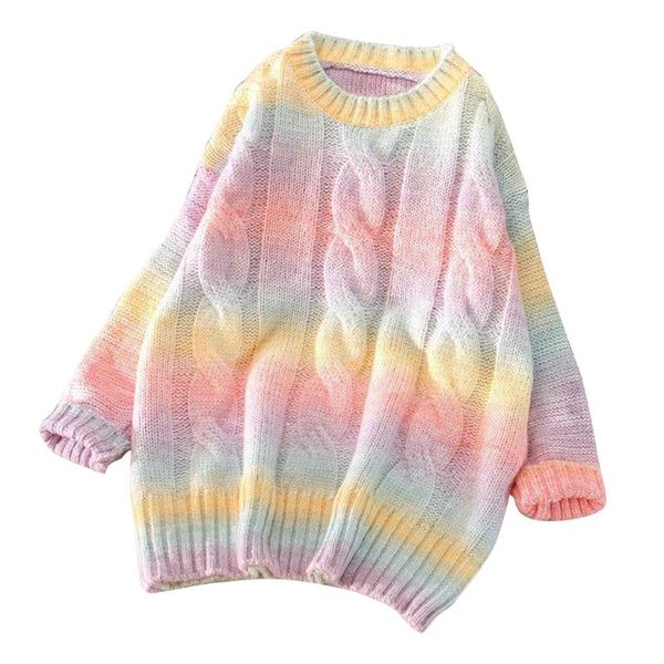 women's sweaters women long sleeve o-neck sweater rainbow tie-dye striped pullover harajuku candy color oversized loose jumper shirt, White;black
women's sweaters women long sleeve o-neck sweater rainbow tie-dye striped pullover harajuku candy color oversized loose jumper shirt, White;black