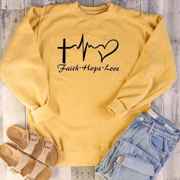 faith hope love crewneck pullover womens sweatshirt heartbeat graphic harajuku christian jesus clothes drop, Black 
faith hope love crewneck pullover womens sweatshirt heartbeat graphic harajuku christian jesus clothes drop, Black