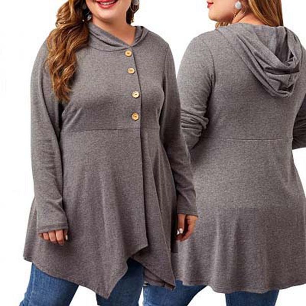 women's hoodies & sweatshirts large size long sleeve hoodie spring 3xl 4xl 5xl 6xl 7xl bust 129cm irregular button female solid color, Black 
women's hoodies & sweatshirts large size long sleeve hoodie spring 3xl 4xl 5xl 6xl 7xl bust 129cm irregular button female solid color, Black