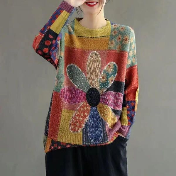 women's sweaters ebaihui mink cashmere sequins womens flower printed sweater 2021 autumn knitted pullover loose jumper, White;black
women's sweaters ebaihui mink cashmere sequins womens flower printed sweater 2021 autumn knitted pullover loose jumper, White;black