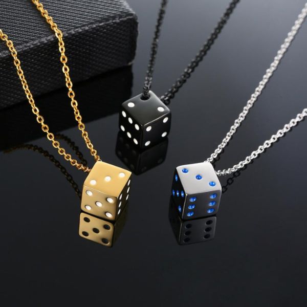 pendant necklaces cube dice punk style stainless steel necklace lucky gift jewelry for him 2021, Silver 
pendant necklaces cube dice punk style stainless steel necklace lucky gift jewelry for him 2021, Silver