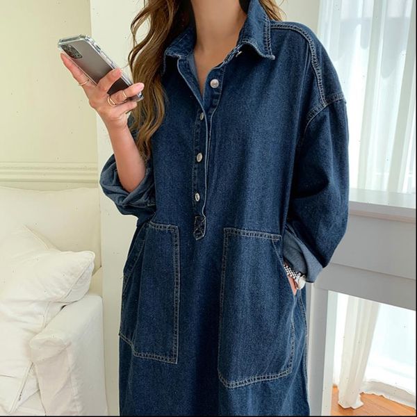 denim dress women womens spring clothing full sleeve turn down collar buttons split casual loose female street wear robe, Black;gray
denim dress women womens spring clothing full sleeve turn down collar buttons split casual loose female street wear robe, Black;gray