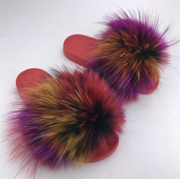 red raccoon fur slippers women slides hair flat plush pvc brand fluffy, Black
red raccoon fur slippers women slides hair flat plush pvc brand fluffy, Black
