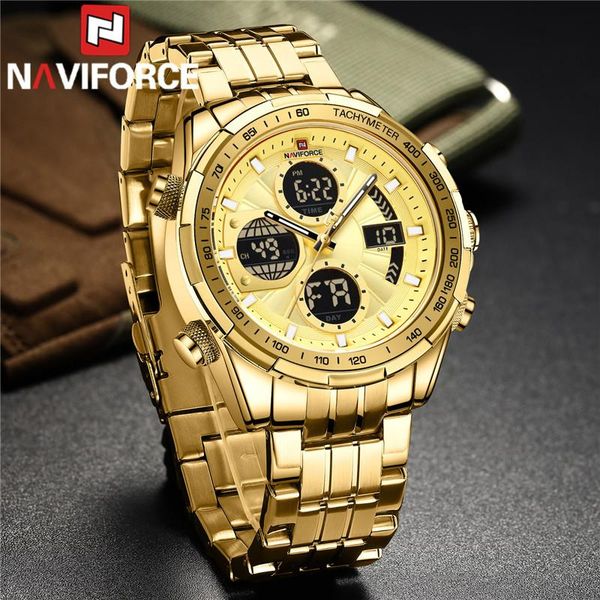 wristwatches naviforce classic men watch quartz digital male clock military sport gold stainless steel man wristwatch 9197, Slivery;brown
wristwatches naviforce classic men watch quartz digital male clock military sport gold stainless steel man wristwatch 9197, Slivery;brown