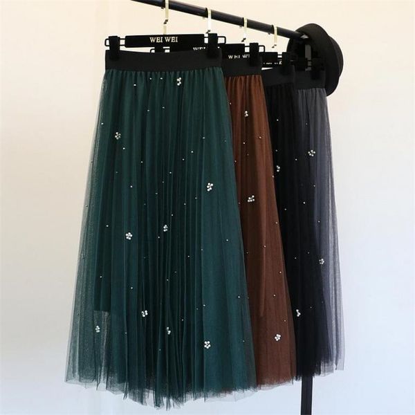 summer women's net gauze skirt mid-length high waist thinner beaded dleated long yarn 210527, Black
summer women's net gauze skirt mid-length high waist thinner beaded dleated long yarn 210527, Black