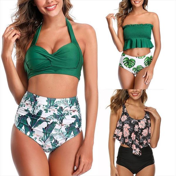 bikinis women push up swimsuit brazilian bikini set printed ruffle halter beach bathing suits swim wear, White;black
bikinis women push up swimsuit brazilian bikini set printed ruffle halter beach bathing suits swim wear, White;black