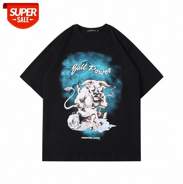 european and american high street print t-shirt loose ox year illustration short-sleeved tee #8t0d, White;black
european and american high street print t-shirt loose ox year illustration short-sleeved tee #8t0d, White;black
