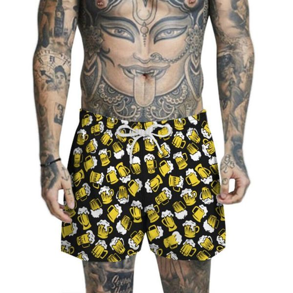 men's shorts mens beer digital printing summer beach holiday clothing casual loose clothes for men, White;black
men's shorts mens beer digital printing summer beach holiday clothing casual loose clothes for men, White;black