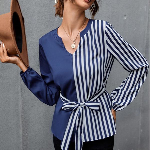 women's blouses & shirts spring autumn women long sleeve shirt office work lady v neck striped for casual, White
women's blouses & shirts spring autumn women long sleeve shirt office work lady v neck striped for casual, White