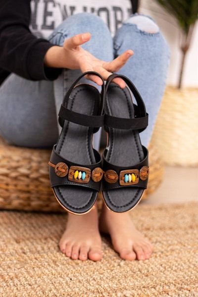 sandals women's authentic thin zariftaban wheel dark black