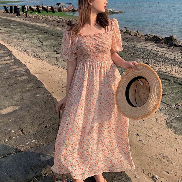 summer french style holiday chiffon dress women square collar half sleeve pleated elastic waist midi female vestidos 210423, Black;gray
summer french style holiday chiffon dress women square collar half sleeve pleated elastic waist midi female vestidos 210423, Black;gray