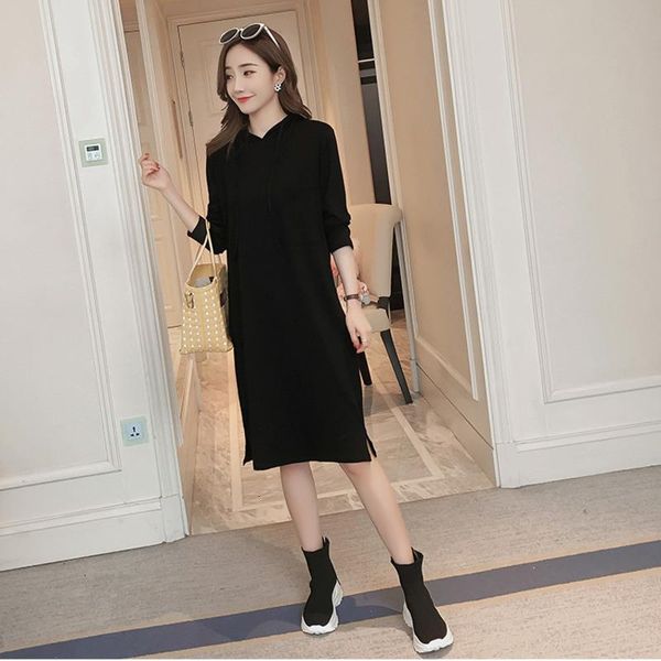 #2139 spring autumn cotton long sleeve hoodies tshirts dresses women casual loose t-shirt dress female side split hooded, Black;gray
#2139 spring autumn cotton long sleeve hoodies tshirts dresses women casual loose t-shirt dress female side split hooded, Black;gray
