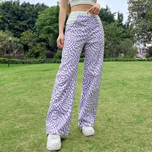 women's pants & capris women straight-leg with pockets purple variegated color plaid high waist trousers s l, Black;white
women's pants & capris women straight-leg with pockets purple variegated color plaid high waist trousers s l, Black;white